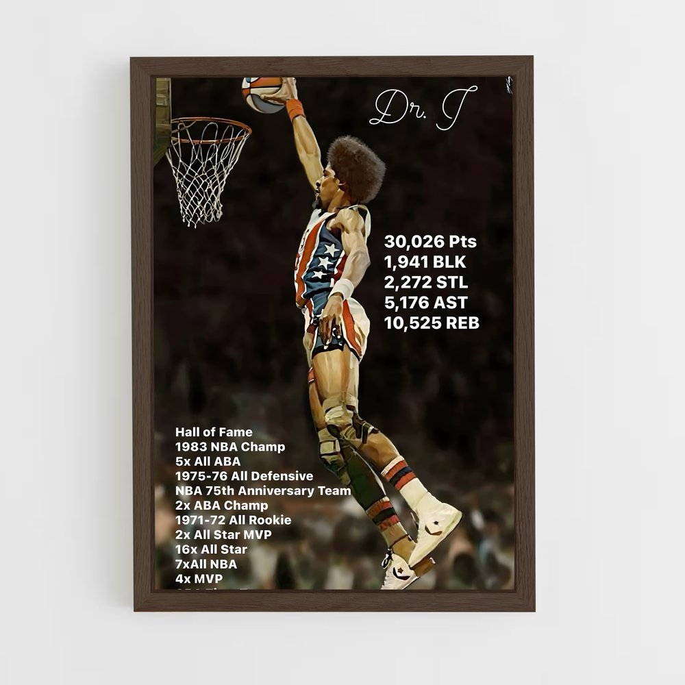 Poster Julius de erving – affiche Basketball (vue 5)